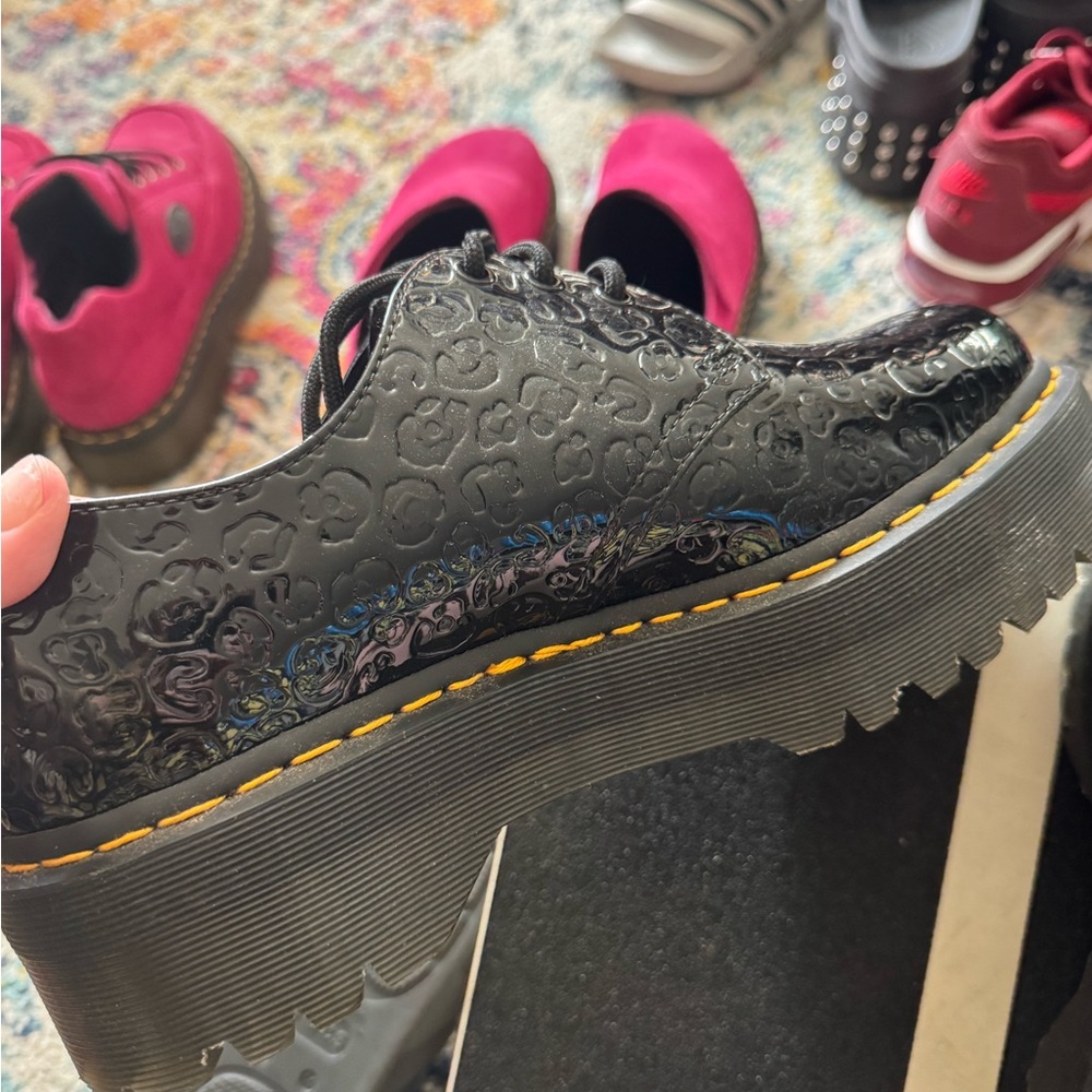 Dr. Martens Black Embossed leopard print oxfords